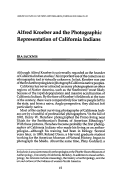 Cover page: Alfred Kroeber and the Photographic Representation of California Indians