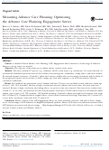 Cover page: Measuring Advance Care Planning: Optimizing the Advance Care Planning Engagement Survey