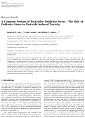 Cover page: A Common Feature of Pesticides: Oxidative Stress—The Role of Oxidative Stress in Pesticide‐Induced Toxicity