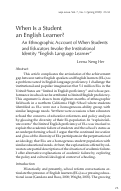 Cover page: When Is a Student an English Learner? An Ethnographic Account of When Students and Educators Invoke the Institutional Identity “English Language Learner”