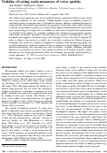 Cover page: Validity of rating scale measures of voice quality.