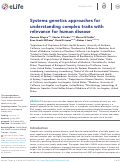 Cover page: Systems genetics approaches for understanding complex traits with relevance for human disease