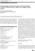 Cover page: Paternal support and preterm birth, and the moderation of effects of chronic stress: a study in Los Angeles County mothers