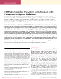 Cover page: CDKN2A Germline Mutations in Individuals with Cutaneous Malignant Melanoma