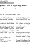 Cover page: The impact of invasion and subsequent removal of an exotic thistle, Cynara cardunculus, on CO2 and H2O vapor exchange in a coastal California grassland