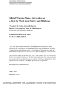 Cover page: Global Warning Signal Integration as a Tool for Work Zone Safety and Efficiency