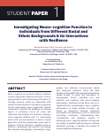 Cover page: Investigating Neuro-cognitive Function in Individuals from Different Racial and Ethnic Backgrounds &amp; its Interactions with Resilience