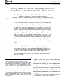 Cover page: Righting the Historical Record: Highlighting the Significant Contributions of Black Psychologists in American Schools