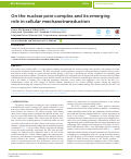 Cover page: On the nuclear pore complex and its emerging role in cellular mechanotransduction