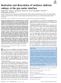 Cover page: Nucleation and dissociation of methane clathrate embryo at the gas–water interface