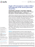 Cover page: Single-cell transcriptome analysis defines heterogeneity of the murine pancreatic ductal tree