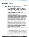 Cover page: Stent coating containing a charged silane coupling agent that regulates protein adsorption to confer antithrombotic and cell-adhesion properties.