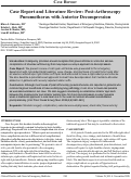 Cover page: Case Report and Literature Review: Post-Arthroscopy Pneumothorax with Anterior Decompression