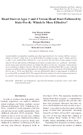 Cover page: Head Start at Ages 3 and 4 Versus Head Start Followed by State Pre-K