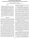 Cover page: New Beginnings and Happy Endings: Psychological Plausibility in Computational Models of Language Acquisition