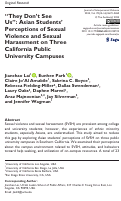 Cover page: “They Don’t See Us”: Asian Students’ Perceptions of Sexual Violence and Sexual Harassment on Three California Public University Campuses