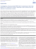 Cover page: Investigation of nosocomial SARS-CoV-2 transmission from two patients to healthcare workers identifies close contact but not airborne transmission events