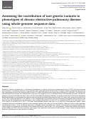 Cover page: Assessing the contribution of rare genetic variants to phenotypes of chronic obstructive pulmonary disease using whole-genome sequence data