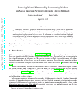 Cover page: Learning Mixed Membership Community Models in Social Tagging Networks through Tensor Methods