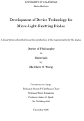 Cover page: Development of Device Technology for Micro-Light-Emitting Diodes