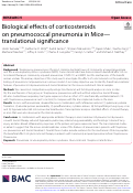 Cover page: Biological effects of corticosteroids on pneumococcal pneumonia in Mice-translational significance.