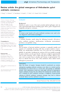 Cover page: Review article: the global emergence of Helicobacter pylori antibiotic resistance