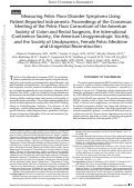 Cover page: Measuring Pelvic Floor Disorder Symptoms Using Patient-Reported Instruments: Proceedings of the Consensus Meeting of the Pelvic Floor Consortium of the American Society of Colon and Rectal Surgeons, the International Continence Society, the American Urogynecologic Society, and the Society of Urodynamics, Female Pelvic Medicine and Urogenital Reconstruction.