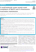 Cover page: A small-molecule screen reveals novel modulators of MeCP2 and X-chromosome inactivation maintenance