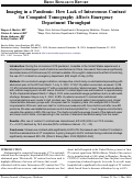 Cover page: Imaging in a Pandemic: How Lack of Intravenous Contrast for Computed Tomography Affects Emergency Department Throughput