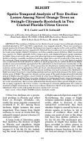 Cover page: Spatio-Temporal Analysis of Tree Decline Losses Among Navel Orange Trees on Swingle Citrumelo Rootstock in Two Central Florida Citrus Groves