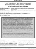 Cover page: Utility of the History and Physical Examination in the Detection of Acute Coronary Syndromes in Emergency Department Patients