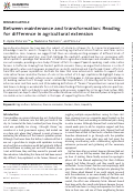 Cover page: Between maintenance and transformation: Reading for difference in agricultural extension