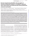 Cover page: Exome sequencing identifies de novo gain of function missense mutation in KCND2 in identical twins with autism and seizures that slows potassium channel inactivation