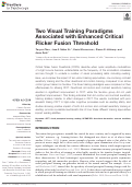 Cover page: Two Visual Training Paradigms Associated with Enhanced Critical Flicker Fusion Threshold