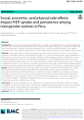 Cover page: Social, economic, and physical side effects impact PrEP uptake and persistence among transgender women in Peru.