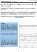 Cover page: Quantification of ultraviolet (UV) radiation in the shade and in direct sunlight