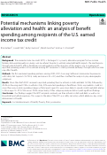 Cover page: Potential mechanisms linking poverty alleviation and health: an analysis of benefit spending among recipients of the U.S. earned income tax credit.