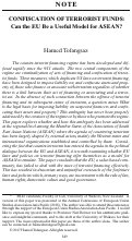 Cover page: Confiscation of Terrorist Funds: Can the EU Be a Useful Model for ASEAN?