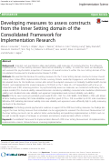 Cover page: Developing measures to assess constructs from the Inner Setting domain of the Consolidated Framework for Implementation Research