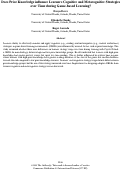 Cover page: Does Prior Knowledge influence Learners Cognitive and Metacognitive Strategiesover Time during Game-based Learning?