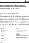 Cover page: Physical activity maintenance among Spanish-speaking Latinas in a randomized controlled trial of an Internet-based intervention.