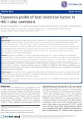 Cover page: Expression profile of host restriction factors in HIV-1 elite controllers