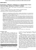 Cover page: Performance of Pharmacy Students in a Communications Course Delivered Online During the COVID-19 Pandemic