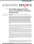 Cover page: Simvastatin suppresses breast cancer cell proliferation induced by senescent cells