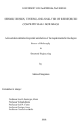 Cover page: Seismic design, testing and analysis of reinforced concrete wall buildings