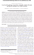 Cover page: Local and Landscape Correlates of Spider Activity Density and Species Richness in Urban Gardens
