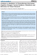 Cover page: Cytokines as Mediators of Chemotherapy-Associated Cognitive Changes: Current Evidence, Limitations and Directions for Future Research