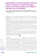 Cover page: Implementation of and Early Outcomes From Anal Cancer Screening at a Community-Engaged Health Care Facility Providing Care to Nigerian Men Who Have Sex With Men