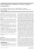 Cover page: Is P50 suppression a measure of sensory gating in schizophrenia?