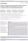 Cover page: Nutritional impairment, psychological health and quality of life among older adults with advanced cancer: A secondary analysis of a randomized clinical trial.